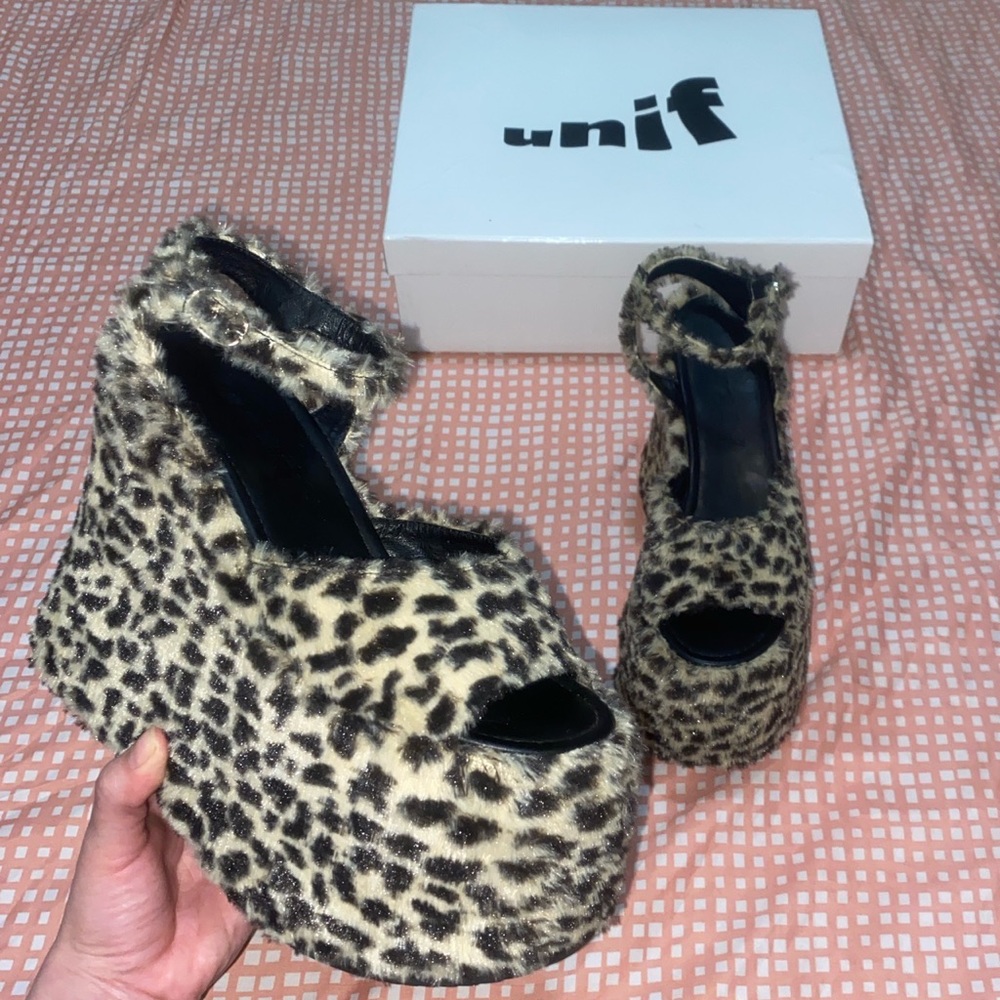 UNIF Leopard Print Platform Sandals